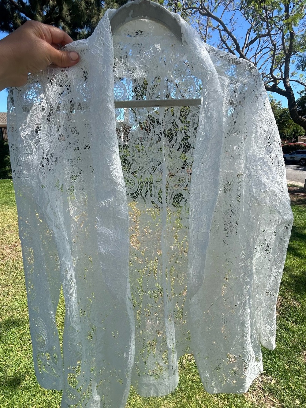 White Lace Open-Front Jacket